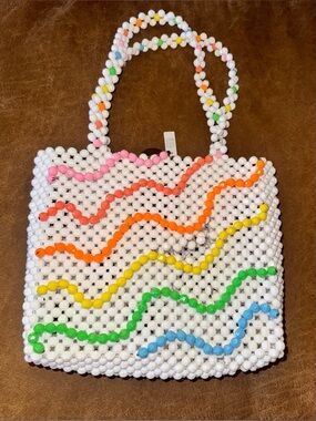 Susan Alexandra White Rainbow Loop di Loop Beaded Bag $385 - AS IS - See Photos